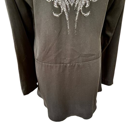 Garnet Hill Jacket Medium Black Rhinestone Whimsigoth Party Heart Wings Rock - Picture 5 of 13